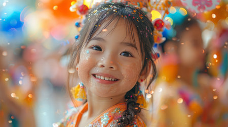 Happy birthday. The Themed Extravaganza. A scene of guests dressed up in costumes or attire matching the birthday theme, adding to the fun and playful spirit of the celebration.の素材