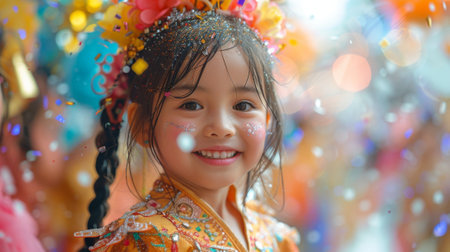 Happy birthday. The Themed Extravaganza. A scene of guests dressed up in costumes or attire matching the birthday theme, adding to the fun and playful spirit of the celebration.の素材