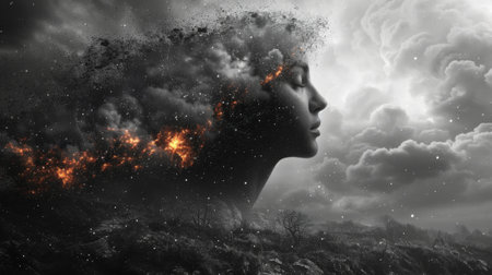 Mental Problem. Anxiety disorder concept.の素材