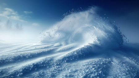 Winter season. The personifying winter phenomena. A swirling blizzard personified as a graceful dancer, its movements creating a mesmerizing spectacle of snow and wind.の素材