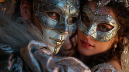 Venetian Carnival. masked stranger who falls in love with another reveler during the carnival, only to discover their true identity at the stroke of midnight.の素材