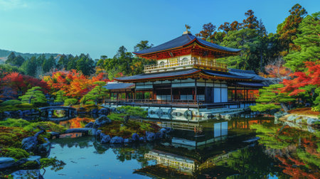 Golden Week Adventure in Japan. Visit the ancient temples and serene gardens of Kyoto, imagining the emperors and samurai who once walked these grounds.の素材