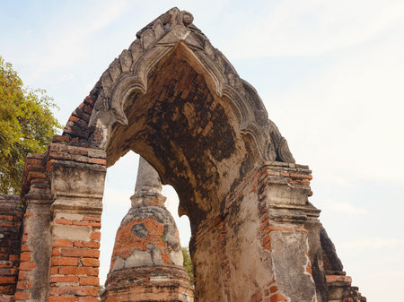 Wat Phra Ram Ayutthaya's ancient temple and iconic landmarks, showcasing intricate architecture, historical ruins, and cultural heritage in serene atmosphere of this UNESCO World Heritage site.の写真素材