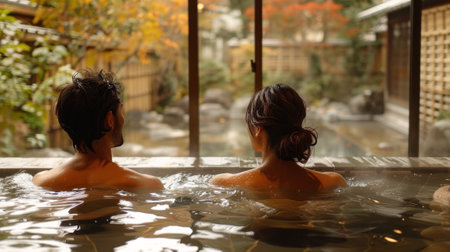 Japan. A sense of tranquility and relaxation pervades the air as travelers immerse themselves in the rejuvenating waters of Japan's renowned hot springs, also known as onsens.の素材