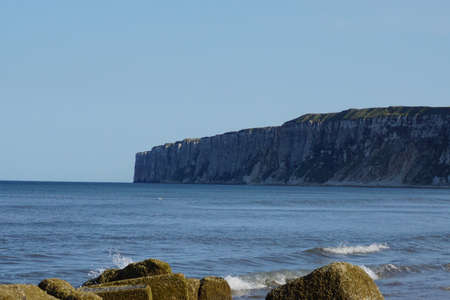 Summers day by the sea in Northern Britain.  Sea spray and wavesの写真素材