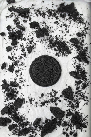 Coconut biscuit with black sugar and black chocolate chips.の写真素材