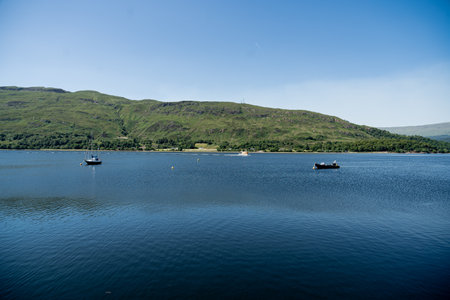 Landscape of loch of Scotlandの写真素材