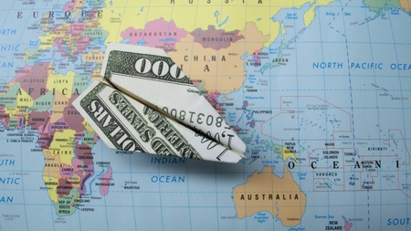 Hot money is flowing around the worldの写真素材