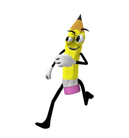 Isolated Cartoon pencil runningの写真素材