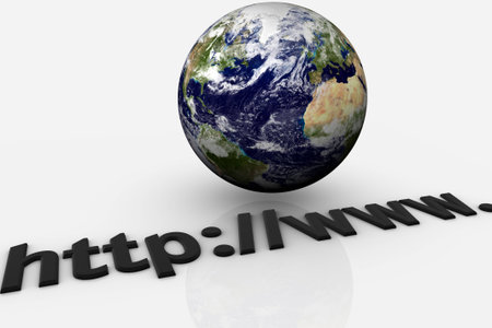Earth globe over an url simbolizing internetの写真素材