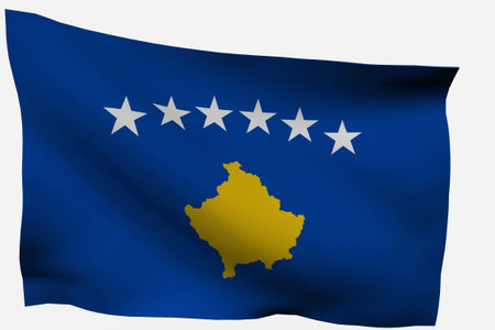 Kosovo 3d flag isolated on white backgroundの写真素材
