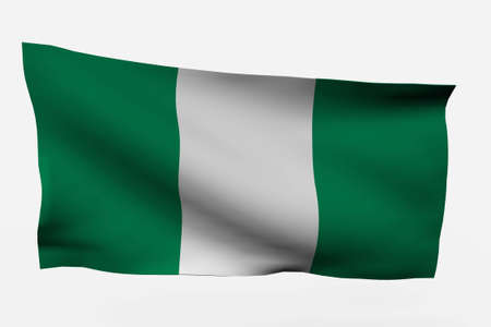 Nigeria 3d flag isolated on white backgroundの写真素材