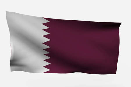 qatar 3d flag isolated on white backgroundの写真素材