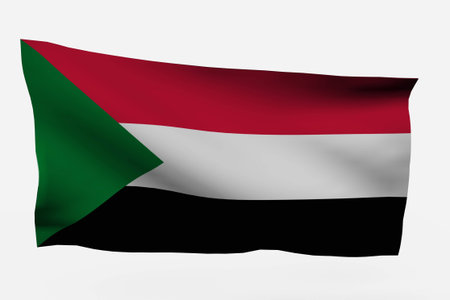 Sudan 3d flag isolated on white backgroundの写真素材