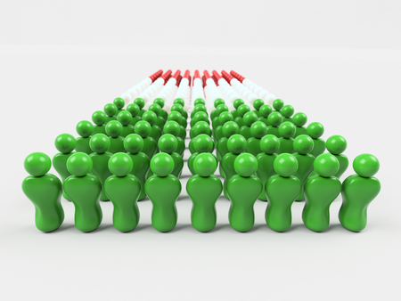 3D Illustration Flag of Italy made of little men against a clear backgroundの写真素材