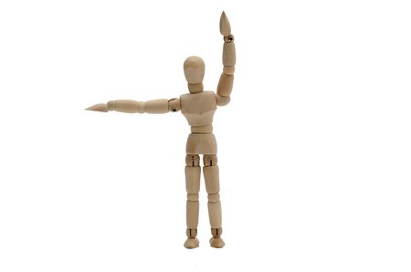 Traffic Policeman Stop Hand Signal Front and back Wooden figure Bの写真素材