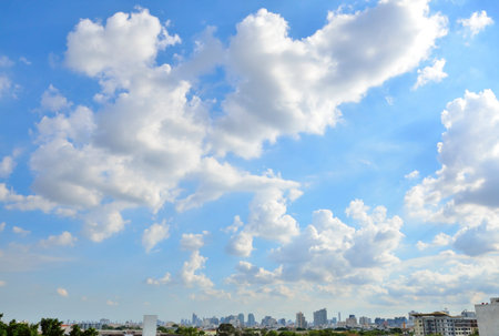 A lot of cloudy in the nature day light with background of bangkok city