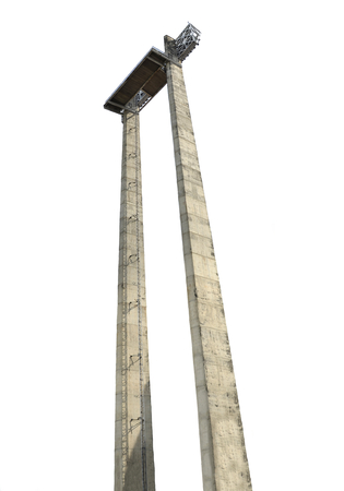 Stadium lighting towers isolated on white backgroundの写真素材