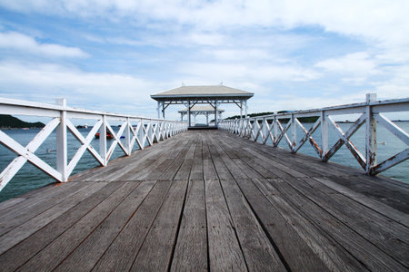 Wooden pier at si-chang island, thailand