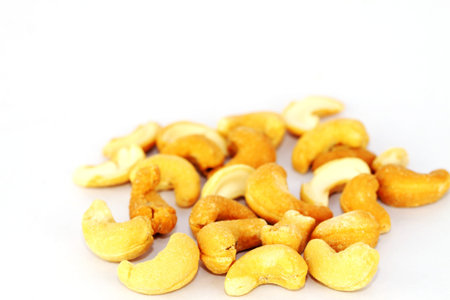 cashew nuts in isolated white background 