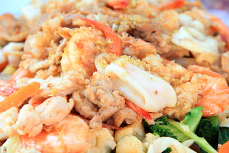 Stir fried mixed vegetable seafood,Thai Cuisine の写真素材
