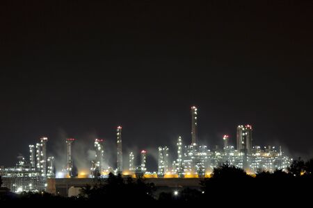 Petrochemical plant at night in Thailand の写真素材