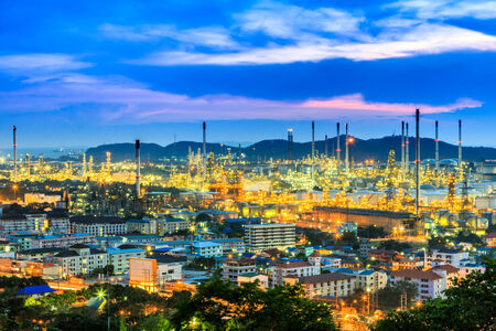 Petrochemical plant at twilightの写真素材