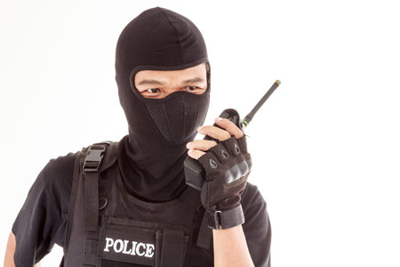 Policeman having radio 