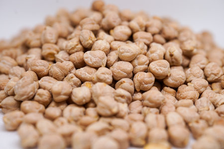 Chickpeas on a white background. Close-up.の写真素材