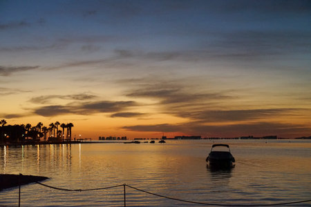 Sunset at the lagoon in San Diego, California, USAの写真素材
