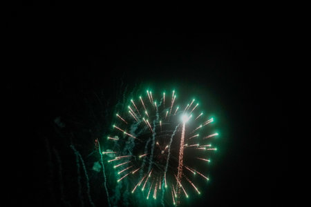 Colorful fireworks in the night sky, New Year's Eve celebrationの写真素材