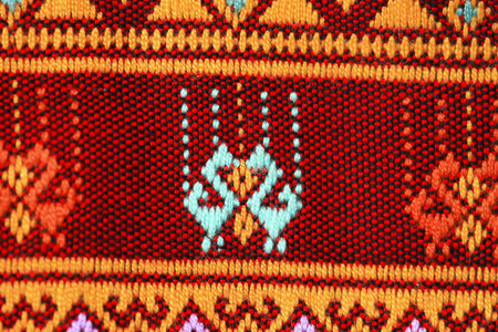 Thai silk fabric pattern background