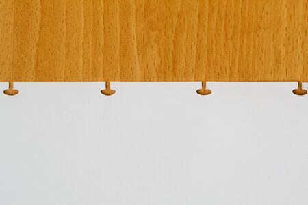 close up note paper on wood texture background with copy spaceの写真素材