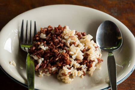 Coarse Rice on plateの写真素材