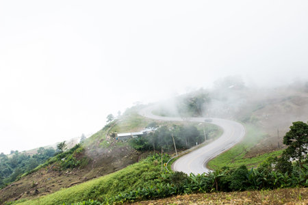mountains view under mist in the morning, Phetchabun, Thailand