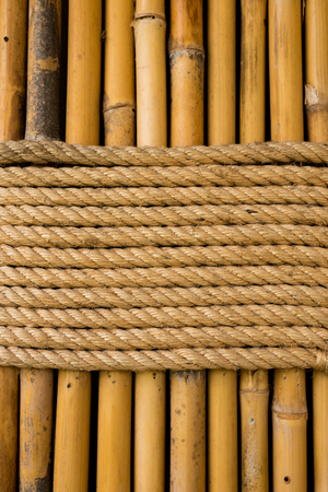 Background of bamboo and ropeの写真素材