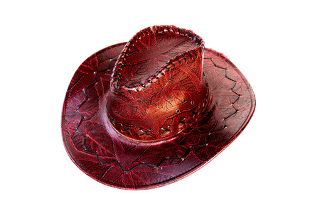 Brown leather hat isolated on white Traditional hat for all american cowboysの写真素材