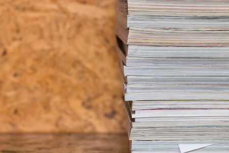 closeup book on shelfの写真素材