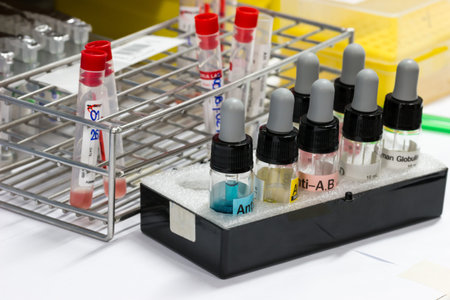 close up  of bottle blood type test kit