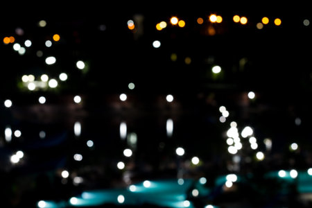 Abstract urban night light bokeh, defocused background