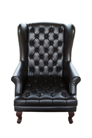 Black sofa isolated on white background.This has clipping pathの写真素材