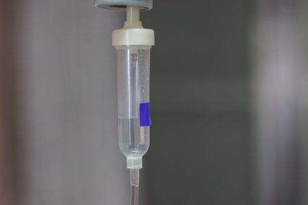Infusion bottle with IV solutionの写真素材