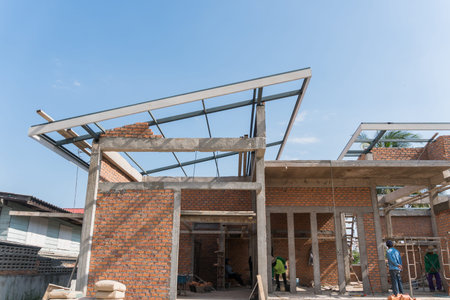 Building Site With House Under Constructionの写真素材