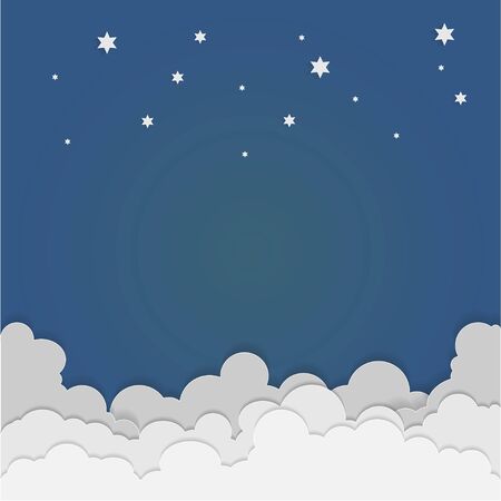 vector illustration paper art style stars in midnight のイラスト素材