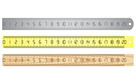 Set of steel, wood and plastic rulersのイラスト素材