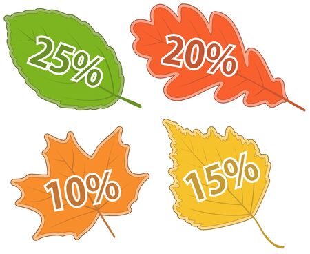 Set of Autumnal Leaves with Discount Valuesのイラスト素材