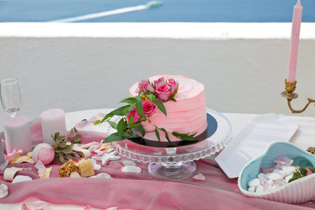 Table for the wedding ceremony. Greece, island of Santorini