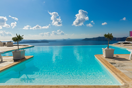 Pool amid a beautiful Maritime landscape, Greeceのeditorial素材