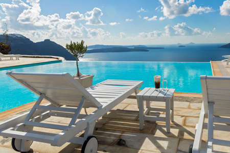 Pool and beautiful Maritime landscape, Greeceのeditorial素材