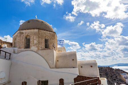 Architecture and the Church of Santorini, Greeceの写真素材